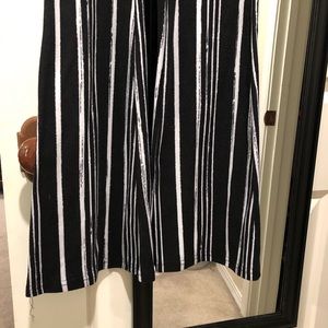 Black/white stripe flare pants
